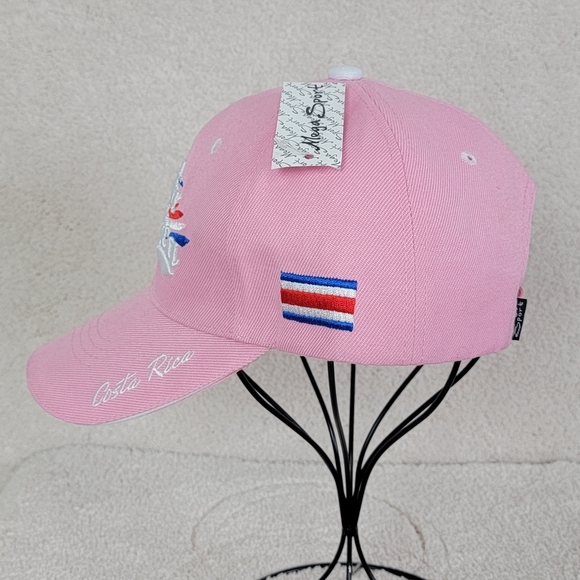 Costa Rica Pink Embroidered Patriotic Ball Cap By Mega Sport NEW - Picture 3 of 11